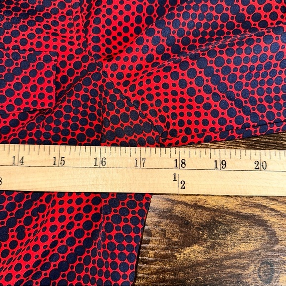 Michael Michael Kors Top Small Navy Red Womens Polka Dot Geometric Print Blouse - Picture 4 of 12